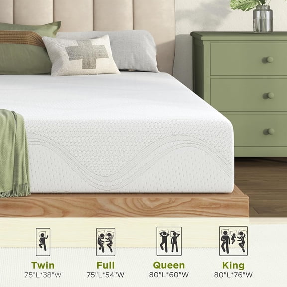 10 Inch King Cooling Gel Memory Foam Mattress, Supportive All-Foam Bed