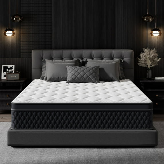 ELEMUSE 10 Inch King Mattress, Memory Foam Hybrid Mattress with Pocketed Springs and Pillow Top