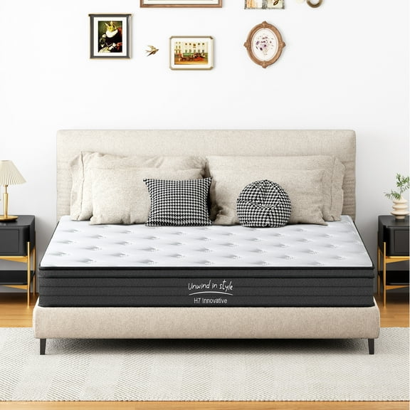 Dokea 10 Inch King Size Hybrid Mattress - Medium Firm Support - Mattresses