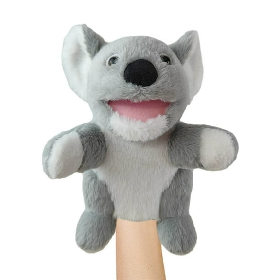 10 Inch Koala Hand Puppet Plush Animal with Movable Mouth for Australian Wildlife Storytelling Role Play Interactive Learning Props, Grey