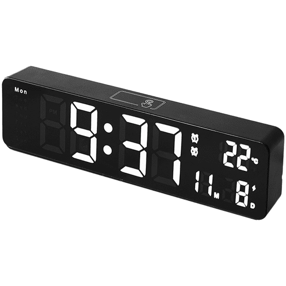 10 Inch LED Digital Wall Clock with Temperature Calendar Moon Phase Dual Alarm