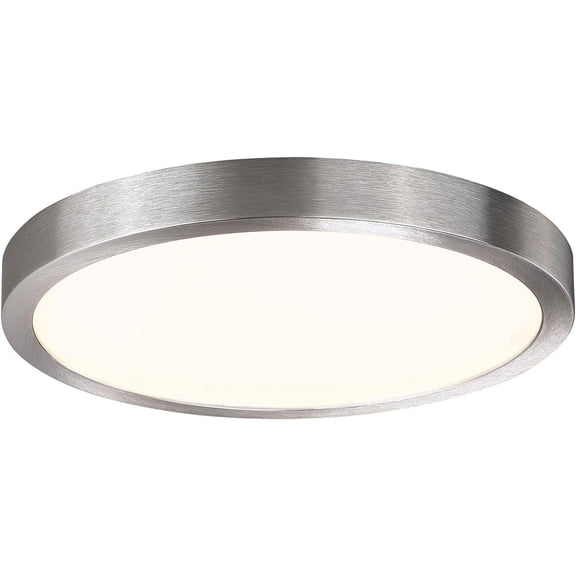10 Inch LED Flush Mount Ceiling Light Fixture, Super Slim Flush Mount Light for Kitchen, Metal and Glass LED Ceiling Light for Low Ceiling, Hallway, Bathroom, Laundry, Brushed Nickel, 17W, 3000K