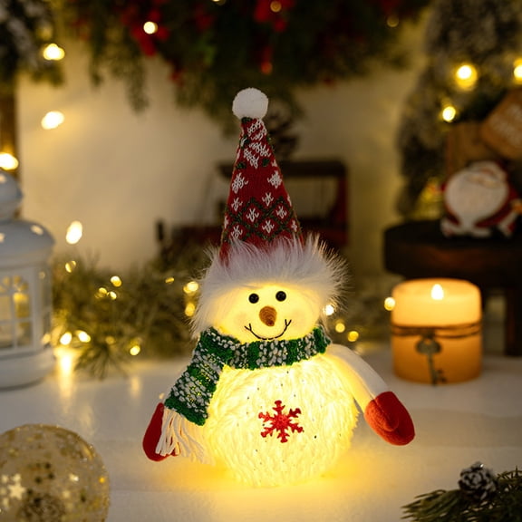10 Inch LED Lighting Snowman Tabletop Figurine, Christmas Table Decorations Holiday Present Battery Operated Xmas Gifts Winter Tablet Winter Xmas Decor for Home Indoor Holiday Party