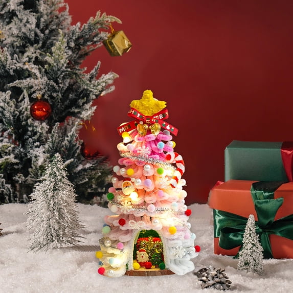 (Off-Season Clearance)10 Inch LED Mini Christmas Tree with Lights - Small Desktop Artificial Decor for Home Office Desk Shelf Decorations