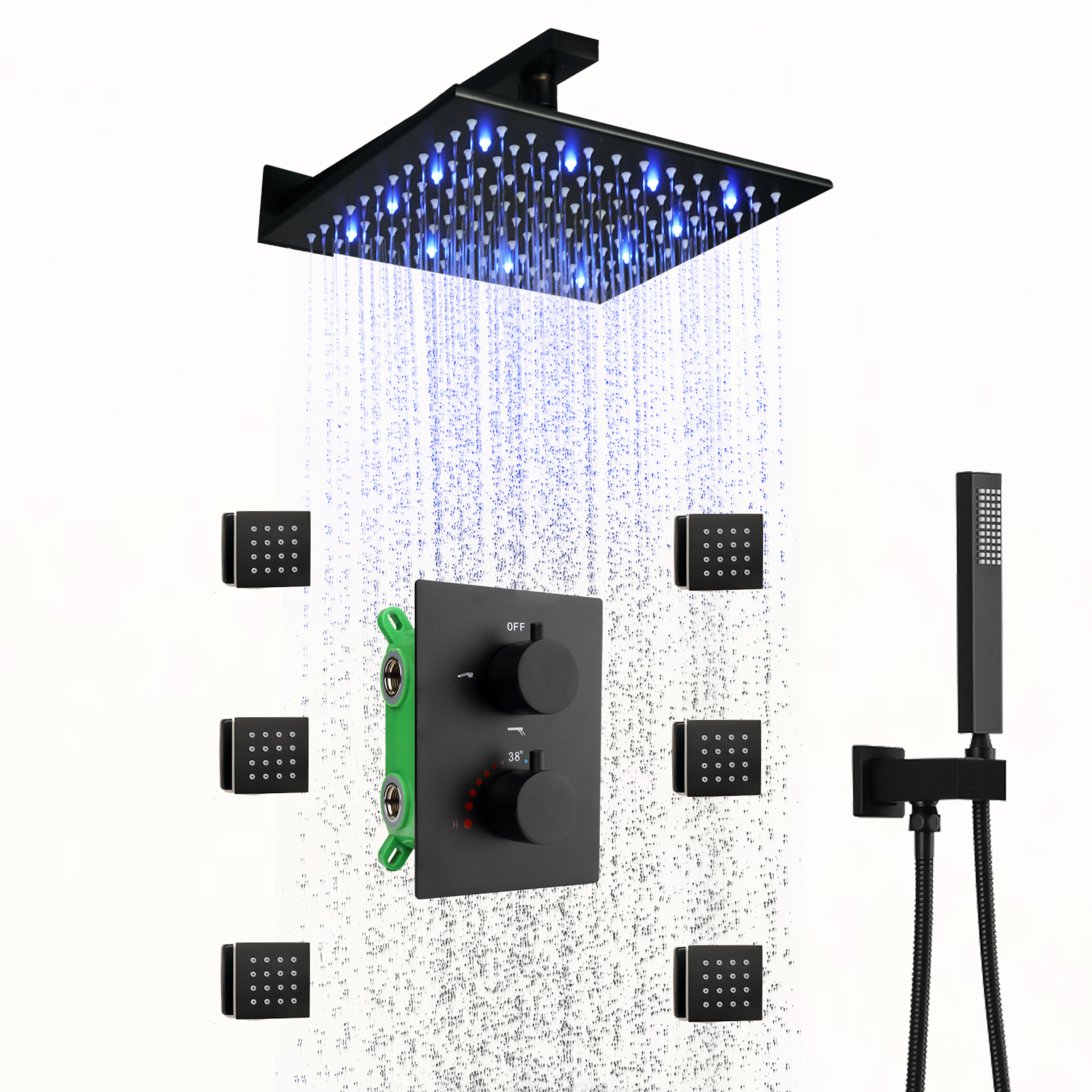 10 Inch LED Rain Shower Head System With Body Jets And Handheld, Luxury ...