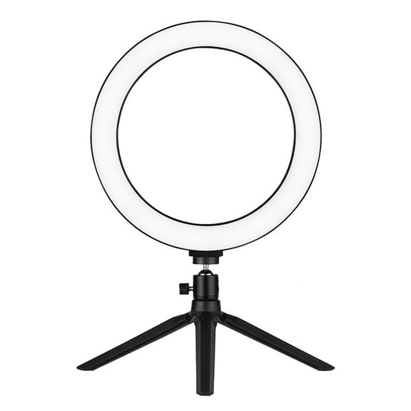 10 Inch LED Ring Light with Tripod Stand Phone Holder 3200K-5500K Dimmable Table Camera Light Lamp 3 Light Modes & 10 Brightness Level