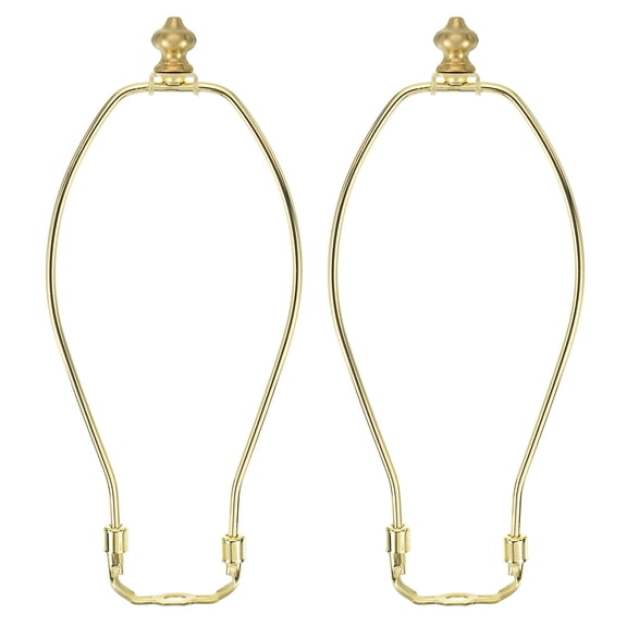 10 Inch Lamp Harp Kit with 1 Inch Height Solid Brass Finial, 2 Set Heavy Duty Bracket with Standard Saddle & Finial Detachable Shade Holder for Table Floor Lamps, Gold