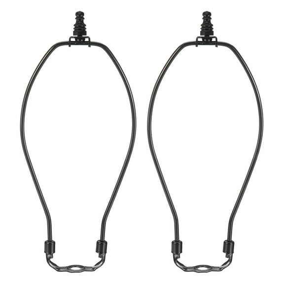 10 Inch Lamp Harp Kit with 1" Tall Iron Finial, 2 Set Heavy Duty Bracket with Standard Saddle & Finial Detachable Shade Holder for Table Floor Lamps, Black