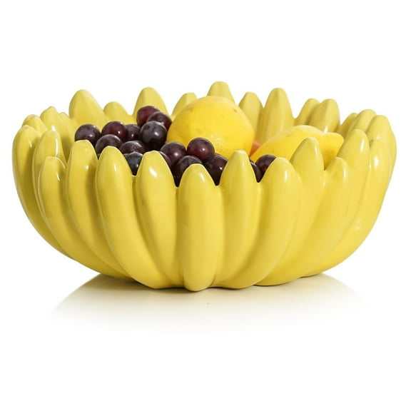 10 Inch Large Banana Shaped Ceramic Fruit Bowl for Home Decor
