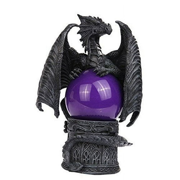 10 Inch Large Dragon with Purple Storm Ball Orbe Statue Figurine