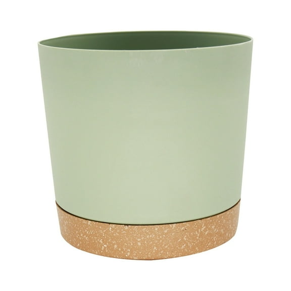 10-Inch Large Modern Cylinder Planter, Thick-Walled Plastic Plant Pot with Drainage Holes and Detachable Saucer for Indoor & Outdoor Plants Flowers,D