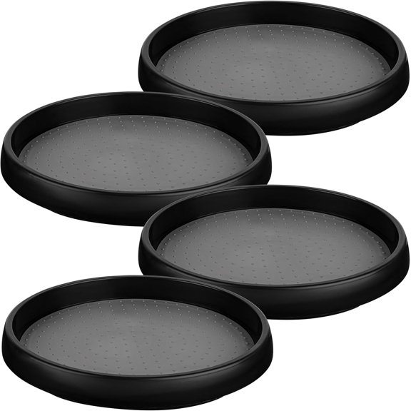 10 Inch Lazy Susan (Set of 4) - Non-Skid Turntable for Cabinet to Maximize Storage and Simplify Accessibility in Kitchen, Bathroom, and Pantry Spaces (Black)