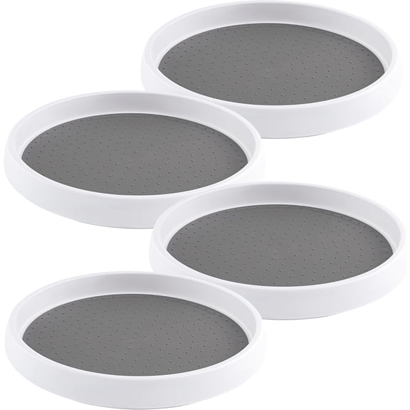 10 Inch Lazy Susan Set of 4 - Non-Skid Turntable for Cabinet to Maximize Storage and Simplify Accessibility in Kitchen, Bathroom, and Pantry Spaces (White)