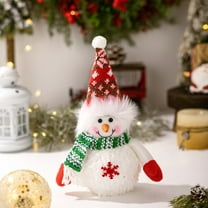 10 Inch Lighted Plush Snowman Figurine Battery Operated Tabletop Holiday Decoration Winter Home Decor