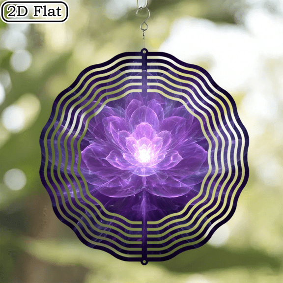 10-Inch Lotus Flower Design Metal Wind Spinner - Classic Hanging Garden Yard Decor, No Power Needed, Suitable for Hanging, Wind Decoration