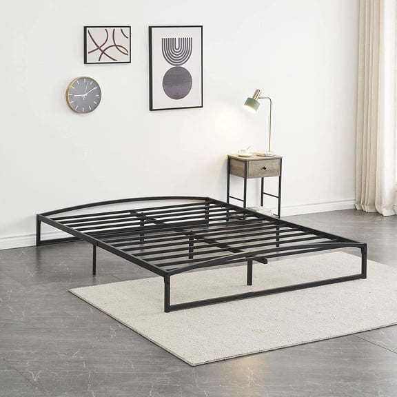 10 Inch Low Profile Platform Bed Frame, Heavy Duty Metal Queen Size Bed, Mattress Foundation with Steel Slat Support