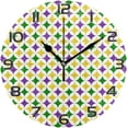 thumbnail image 1 of 10 Inch Mardi Gras Wall Clock, Silent Non Ticking Battery Operated Round Clock for Kitchen Office School Home Decorative, 1 of 7