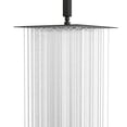 thumbnail image 1 of 10 Inch Matte Black Rain Shower Head Modern Ultra-Thin Square Stainless Steel Bathroom Shower Head, Adjustable Angle, 1 of 9