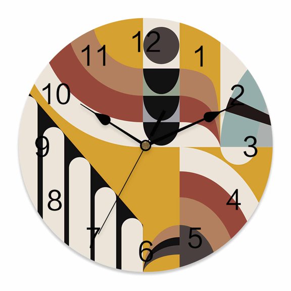 10 Inch Medieval Wall Clock, Geometric Boho Abstract Battery Operated Silent Non Ticking Clocks, Easy to Read Round Wall Clock for Kitchen/Living Room/Bedroom/Bathroom