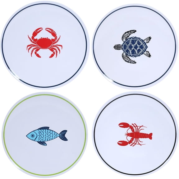 10-Inch Melamine Plates Set of 4 - Serving Dishes for Indoor/Outdoor Use