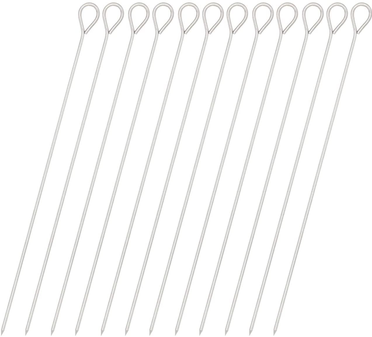 10 Inch Metal Barbecue Skewers, 12 Pcs Stainless Steel BBQ Skewers, Shish Kebab Kabob Skewers by HONSHEN