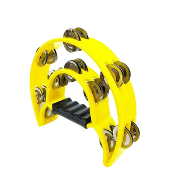 10 Inch Metal Half Moon Tambourine - Double Metal Jingles, Ergonomic Handle, Durable Plastic, for Adults/Kids, Multiple Music Styles