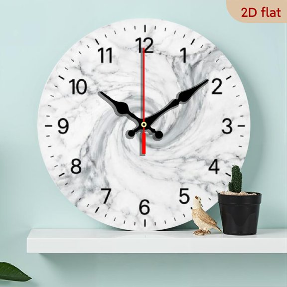 10 Inch Minimalist Marble Wall Clock, Silent Non-Ticking Quartz Mechanism, Elegant Black and White Stone Pattern, Sturdy Wood Frame for Living Room, Bedroom, Kitchen, Office Decor, Perfect Hol