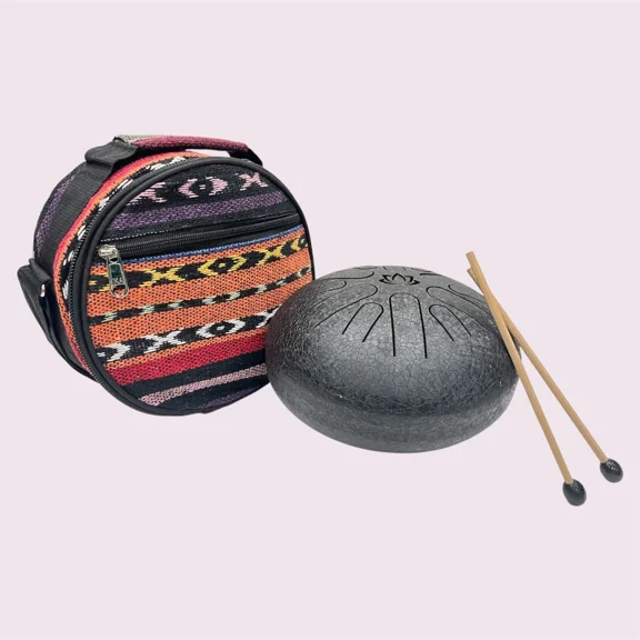 10 Inch Multicolor Alloy Steel Tongue Drum with OM Buddha Design for Yoga, Meditation and Relaxation