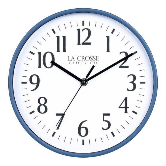 La Crosse Clock 10 inch Basics Navy Blue Analog Quartz Wall Clock, 404-3025NB