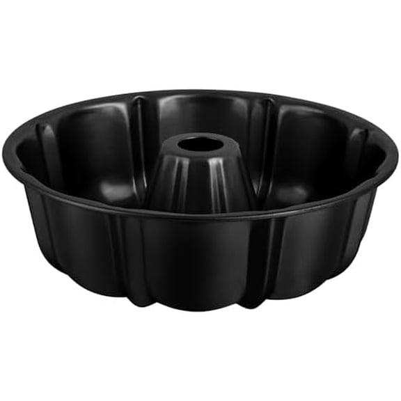 10 Inch Non-stick Cake Pan, Heavy Duty Carbon Steel Tube Fluted Round Baking Pan,Buntz Pound Cake Pan Mold,Tube Bakeware, Easy Release & Easy to Clean, 10 Cup, Black