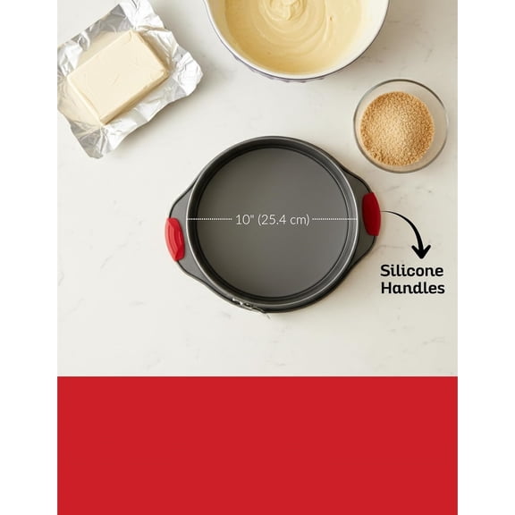 10 Inch Nonstick Springform Pan, Professional Spring Form and Cheesecake Baking Mold, Leakproof Cake Pan with Silicone Handles