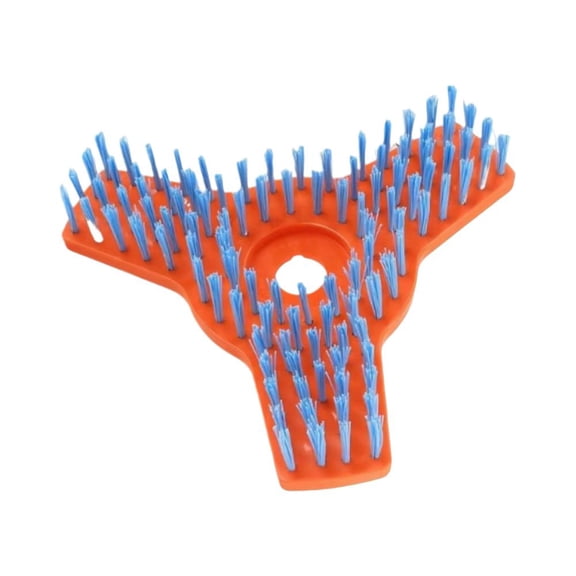 10-Inch Nylon Weed Brush Trimmer Head Attachment, Robust 3-Tooth Triangular Street Sweeper, Sturdy Resilient Sidewalk & Driveway Cleaning Brush, Orange