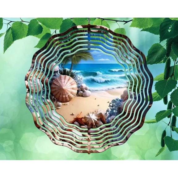 10 Inch Ocean Beach Shells Rocks Hanging Wind Spinner Garden Yard 10rws-134