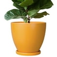 thumbnail image 1 of Epfamily 10-Inch Yellow Ceramic Planter Pot with Saucer | Large Indoor Outdoor Pot for Floor Plants & Patio Decor, 1 of 6