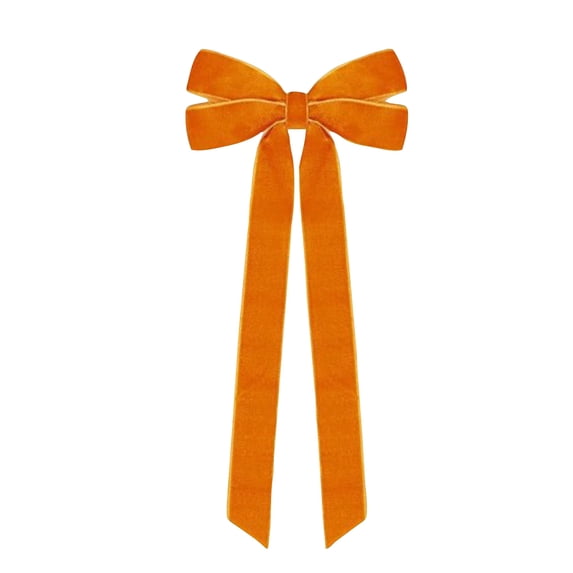 10 Inch Orange Velvet Bows for Christmas Tree Decorations, Orange Velvet Ribbon Bow, Souvenir Gift Bow, Christmas Decorations