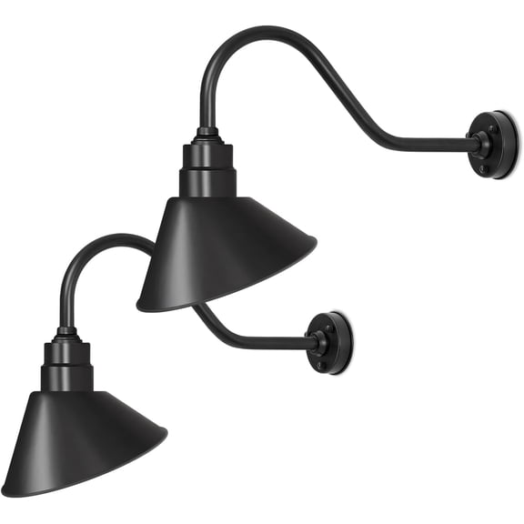 10-Inch Outdoor Gooseneck Barn Sign Light with Extended Arm Design  Suitable for Storefronts, Retail Stores, and Restaurants, 2-Pack