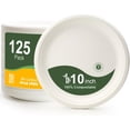thumbnail image 1 of 10 Inch Paper Plates, 125-Pack 100% Compostable Heavy Duty Disposable Plates Bulk, Biodegradable Bagasse, Eco-Friendly, PFAS-Free | BPI Certified | Microwaveable, 1 of 4