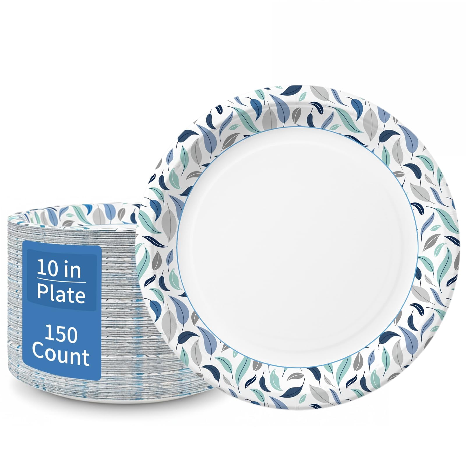 10 Inch Paper Plates 10 in-150 Count Everyday Meal Disposable Plates