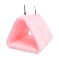 thumbnail image 1 of 10 Inch Parrot Hammock Hanging Bird Nest Plush Triangular Bed for Cage Warm Winter Sleeping Hut for Small Finches and Parakeets in Pink, 1 of 2