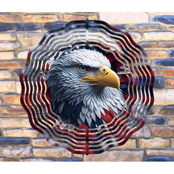 10 Inch Patriotic Eagle USA American Flag Hanging Wind Spinner Garden 10rws-125