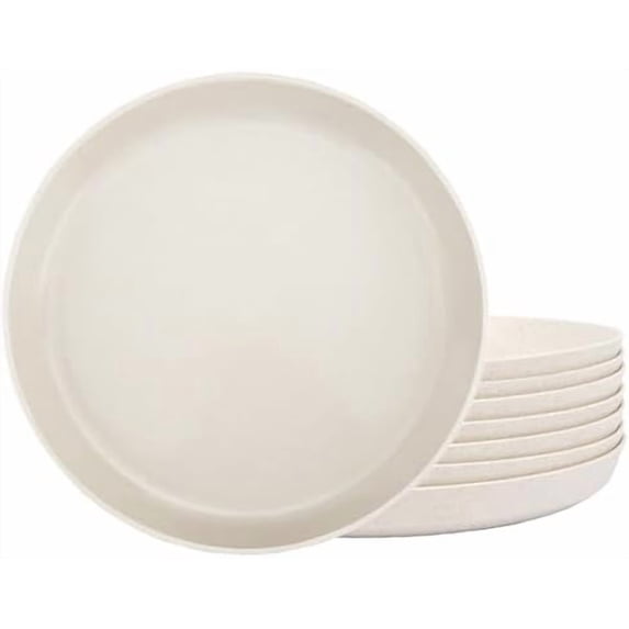 10 Inch Plastic Dinner Plates Set of 8, Microwave Safe Wheat Straw ...