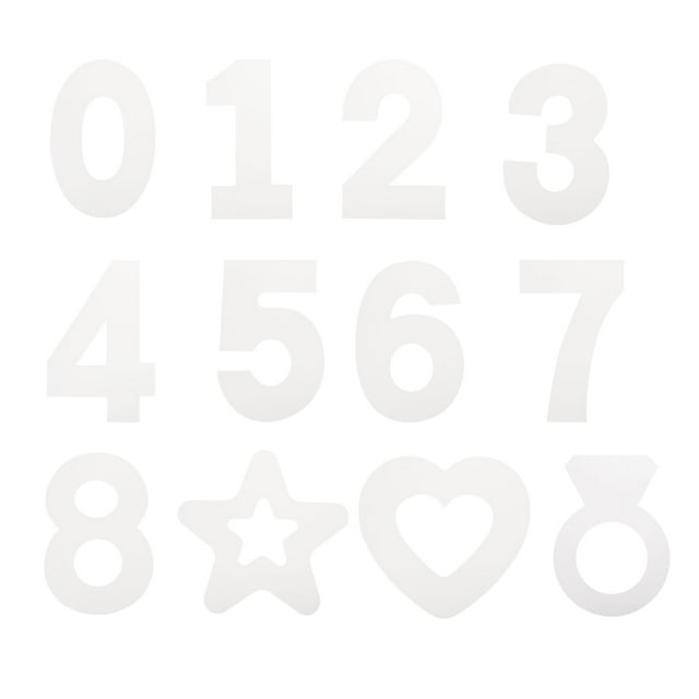 10 Inch Plastic Number Stencils With Star, Heart And Ring Digital 