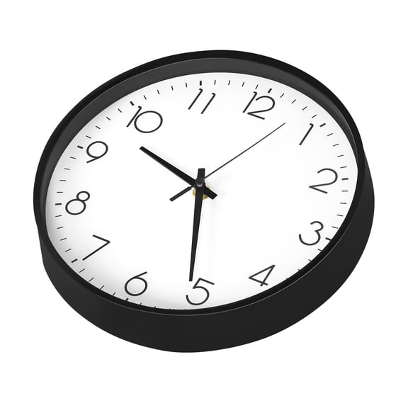 10-Inch Plastic Wall Clock - Black