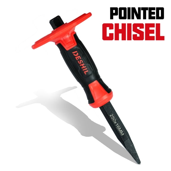 10-Inch Pointed Masonry Chisel, Heavy-Duty Forged Head with TPR Dual-Material Non-Slip Handle for Demolition, Carving and Concrete Breaking