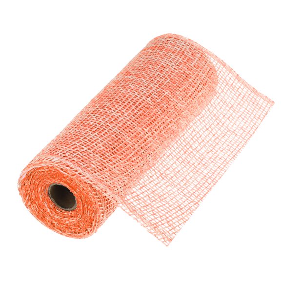 10 Inch Poly Burlap Mesh for Wreath, Decorative Mesh Fabric Ribbon 5 Yard for Fall Easter Christmas Bow, Orange