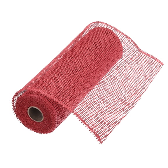 10 Inch Poly Burlap Mesh for Wreath, Decorative Mesh Fabric Ribbon 5 Yard for Fall Easter Christmas Bow, Red