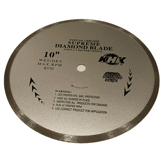10-Inch Premium Continuous Diamond Saw Blade for Cutting Tile, Porcelain & Stone, Dry/ Wet Cutting