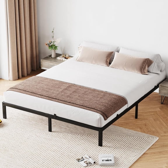 10 Inch Queen Bed Frame No Box Spring Needed, Heavy Duty Platform Metal Bed Frame with Metal Slats and Under Bed Storage, Easy Assembly, Noise Free, Black