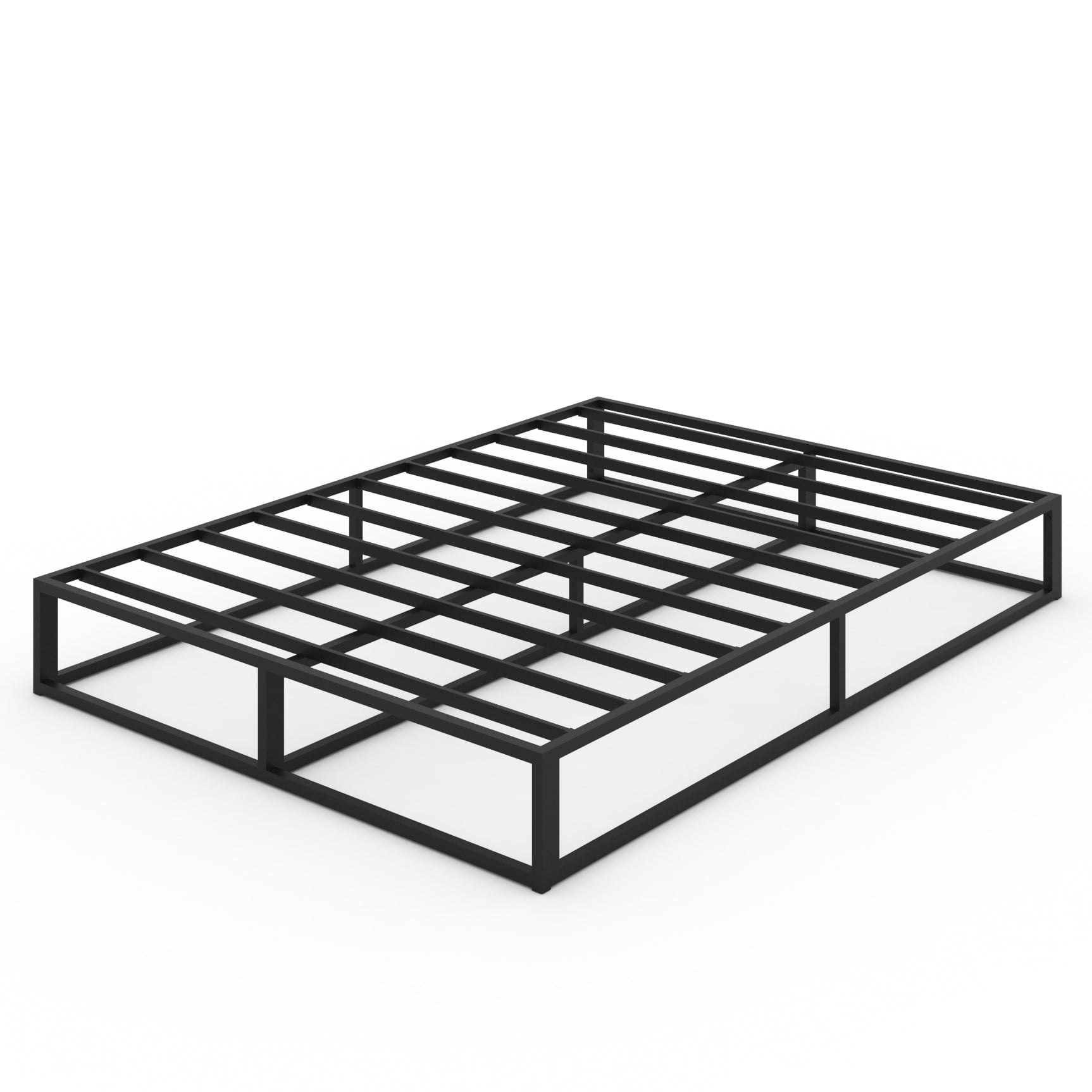10 Inch Black Steel Queen Bed Frame with Slats