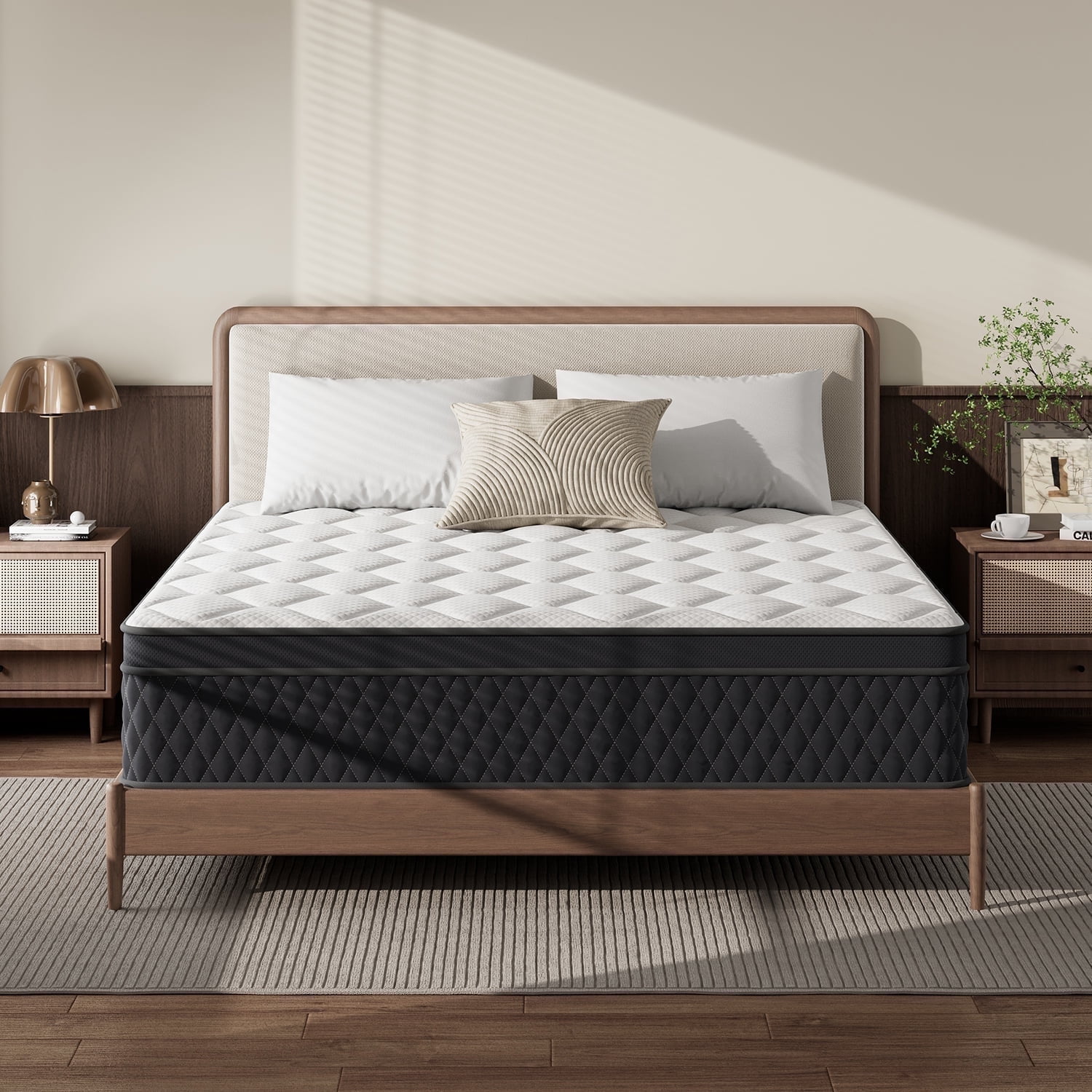 WARMKISS 10 Inch Queen Mattress, Medium Pillow Top Hybrid Bed with Gel-Infused Memory Foam and Coils
